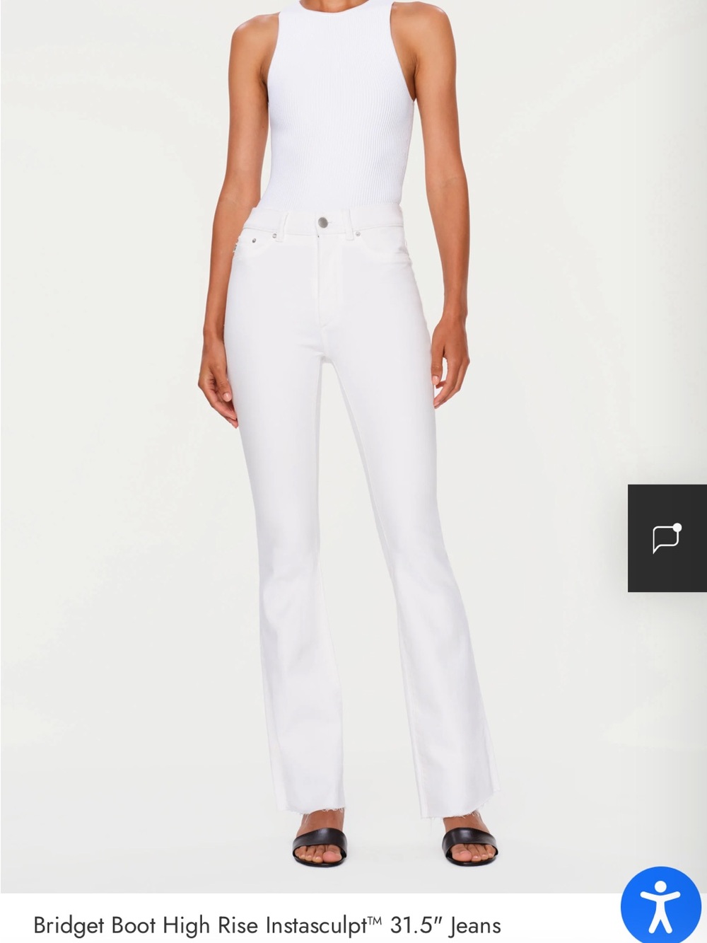 DL1961 White Bridget Boot-Cut Jeans — Frayed Hem